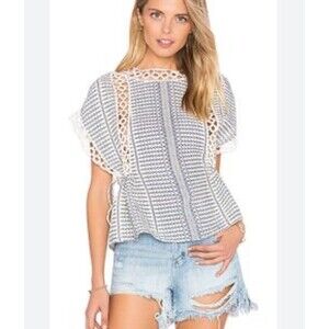 Anthropologie Tularosa  Lace Crochet Tied Waist Crop Top Poncho M